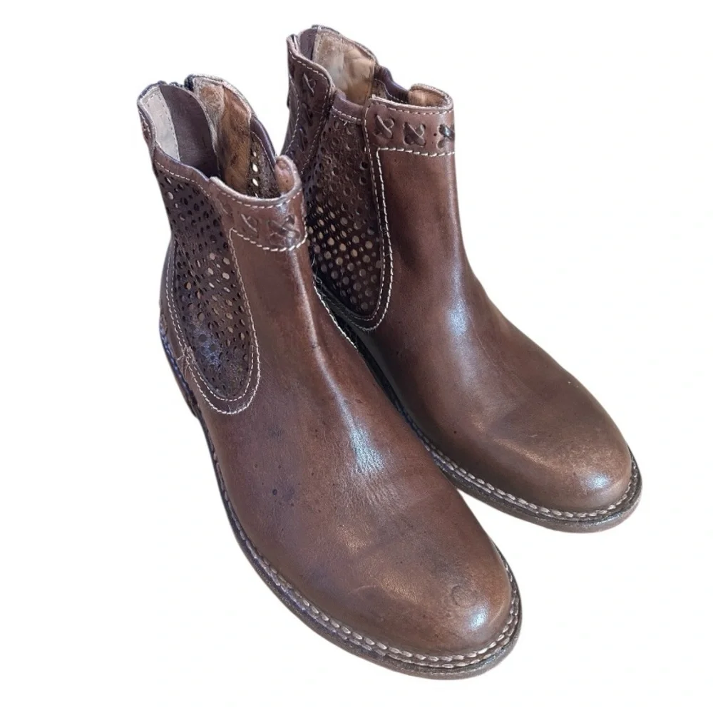 Bed Stu Women's Baylene Teak Driftwood‎ Leather Ankle Moto Bootie, Size 7